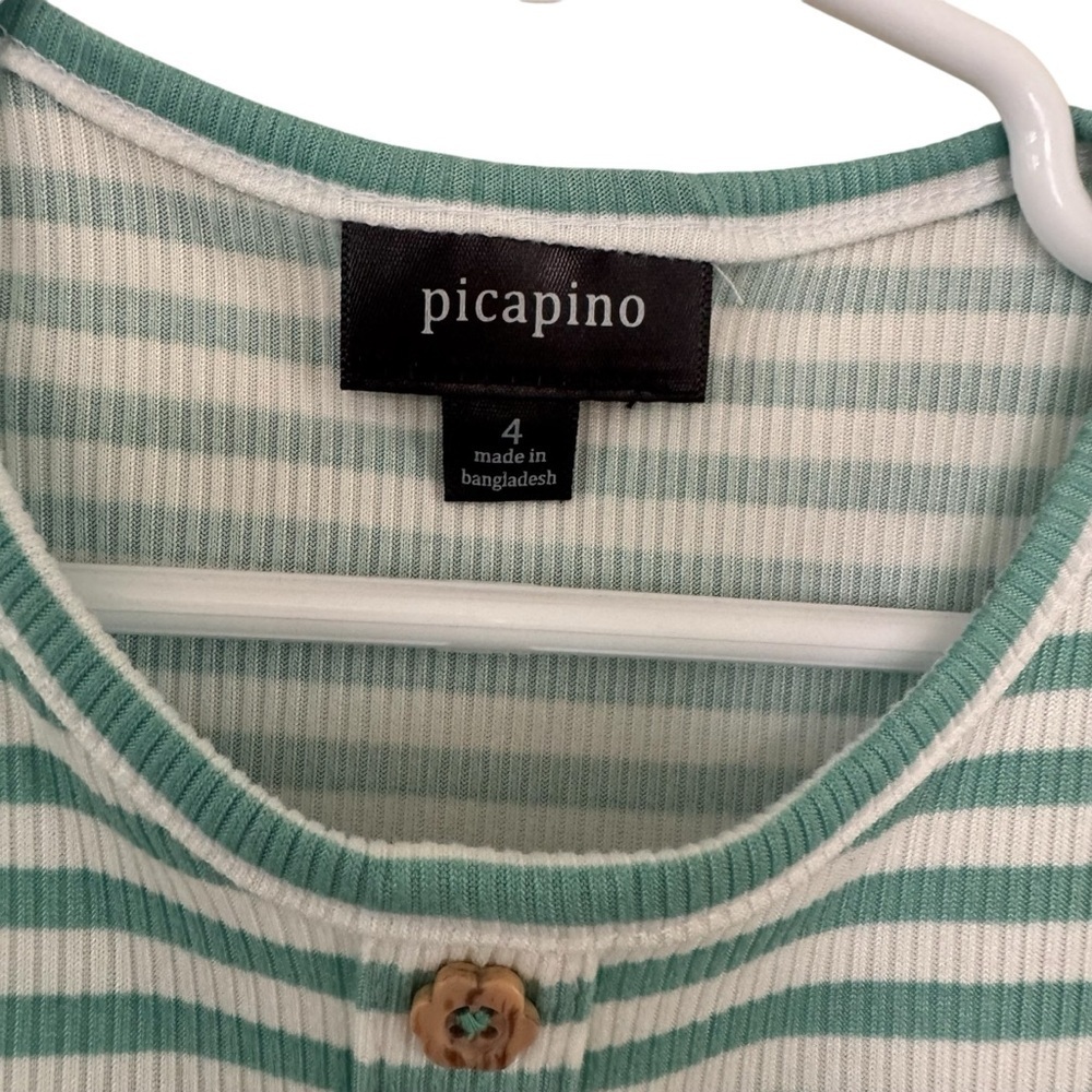 Picapino Floral Striped Butterflies Dress Short Sleeve Twirl Toddler Girl 4 - Picture 3 of 3